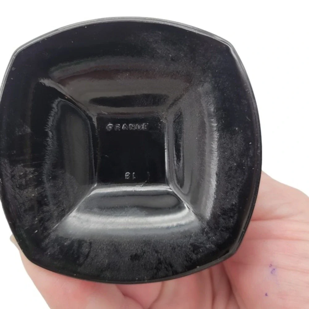 2 Vtg Luminarc Black Amethyst Glass Ice Cream Dish French Scallop Art Deco Pair‎